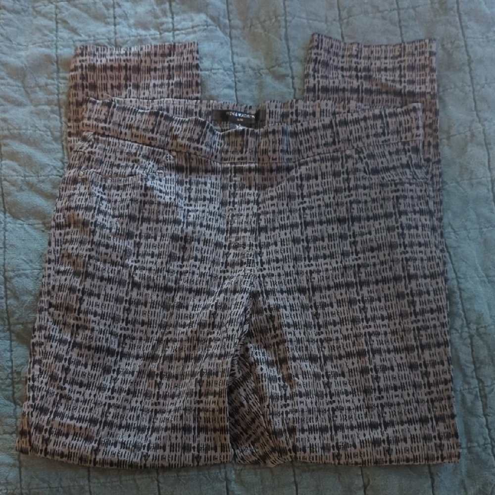 Gray And Black Patterned Skinny Cotton Pants